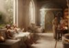 Spa e Hammam a Roma: relax, rituali e benessere per la coppia Coppia che si rilassa avvolta in asciugamani in un lussuoso Hammam a Roma. L'ambiente presenta marmi chiari, archi eleganti, candele, e dettagli in stile Moresco/Orientale, suggerendo un'oasi di pace nel contesto cittadino romano.
