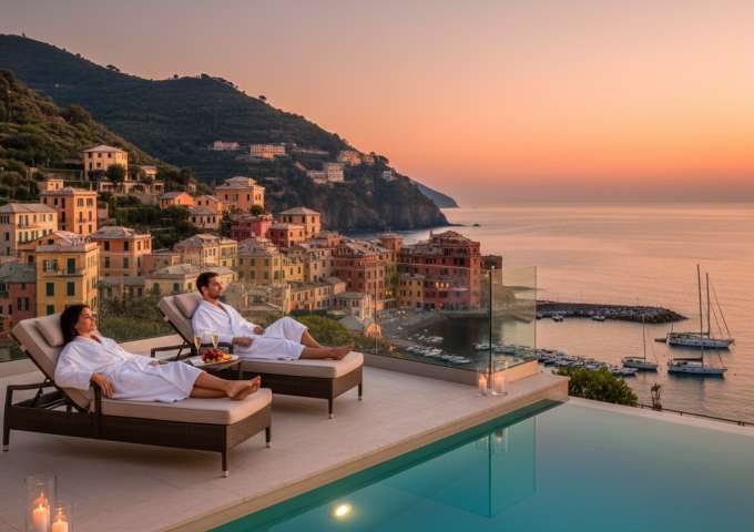 spa di coppia vista costa ligure, relax e benessere
